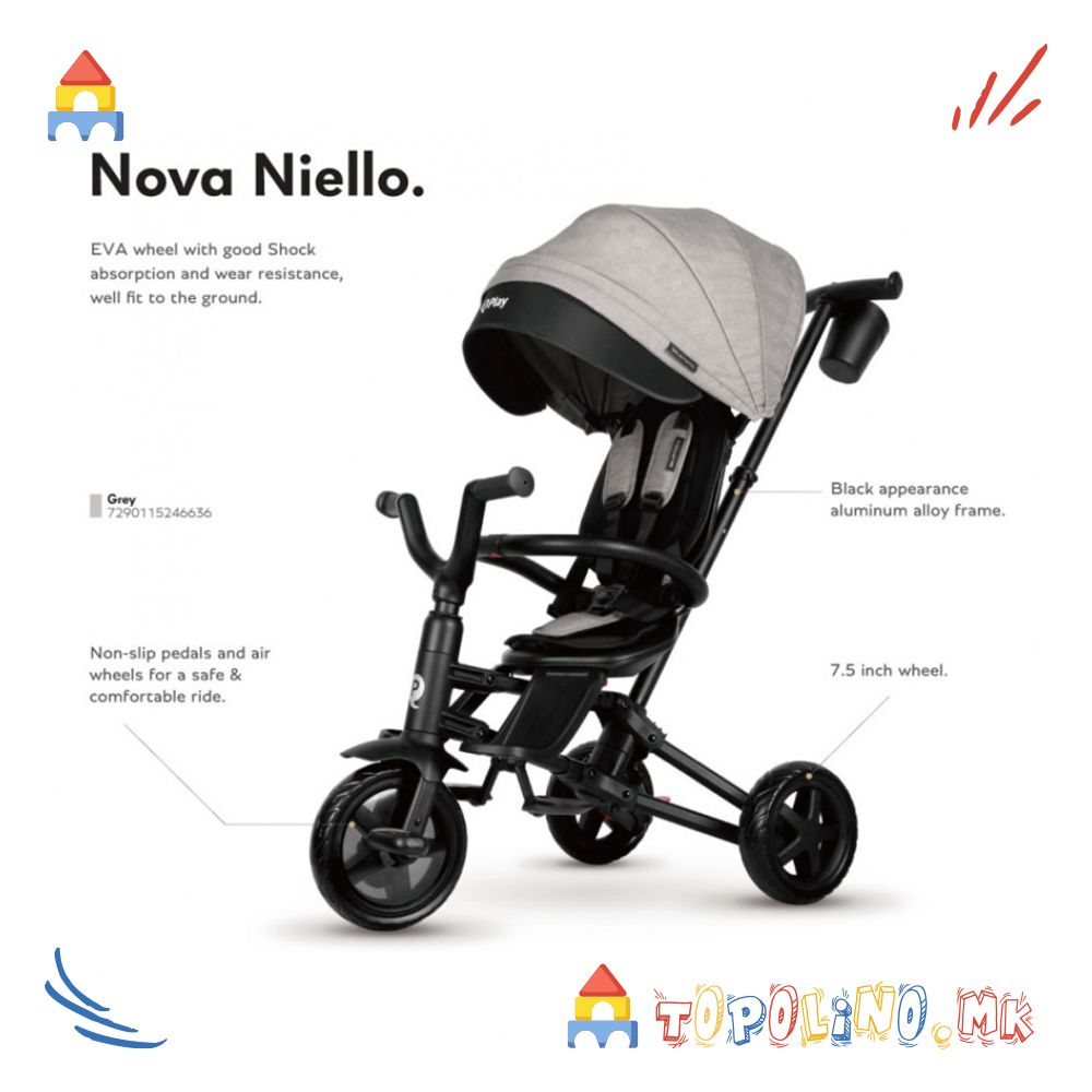 Трицикл Nova Niello Grey - QPlay