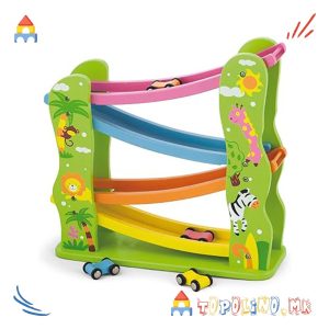 Дрвена Играчка Кула со Автомобили - Viga