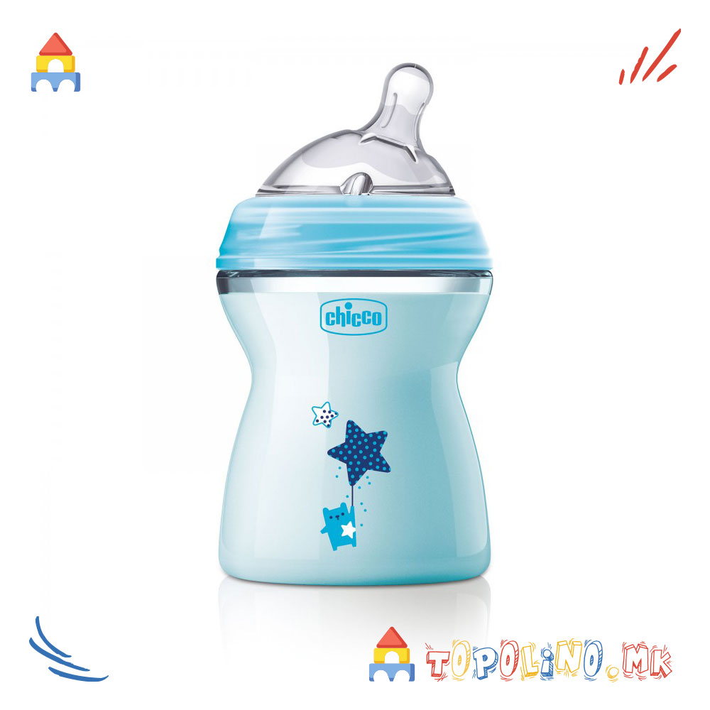 Шише Пластично Nat Feeling 250мл Сино 2м+ Силикон - Chicco