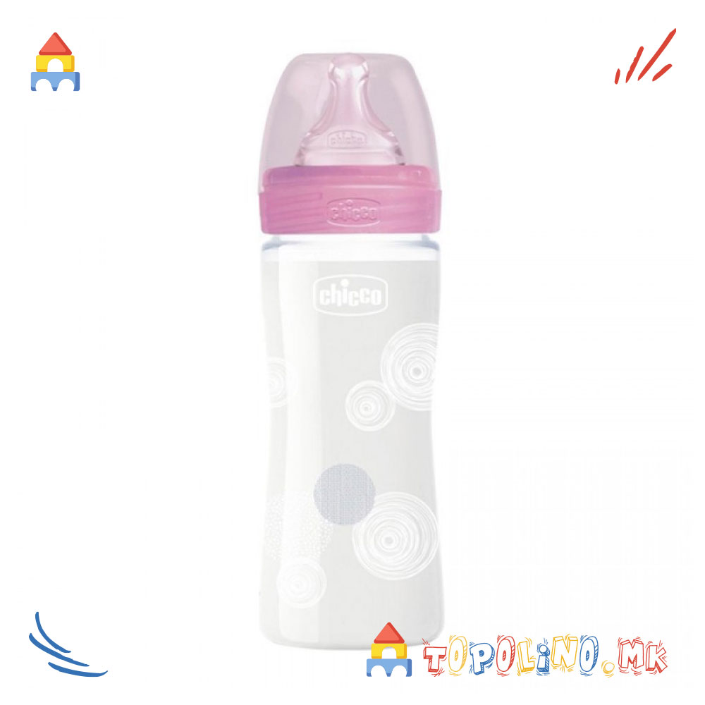 Шише Стаклено Розе 240 мл - Chicco