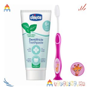Сет Паста за Заби Ментол со Флуор 1450 ppm 50мл 6г+ Четка за Заби Д. - Chicco