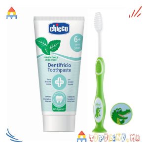 Сет Паста за Заби Ментол со Флуор 1450 ppm 50мл 6г+ Четка за Заби М. - Chicco