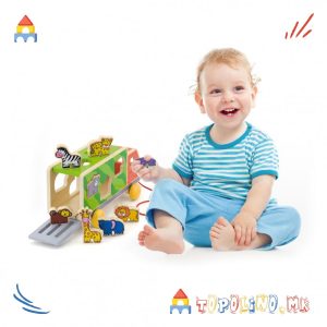 Дрвена Играчка Камион Сортер на Влечење Animal Truck - Viga