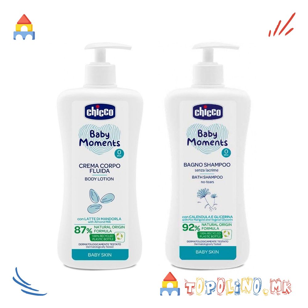 Сет Лосион за Тело 500мл. + Купка Шампон 500мл. Baby Moments - Chicco