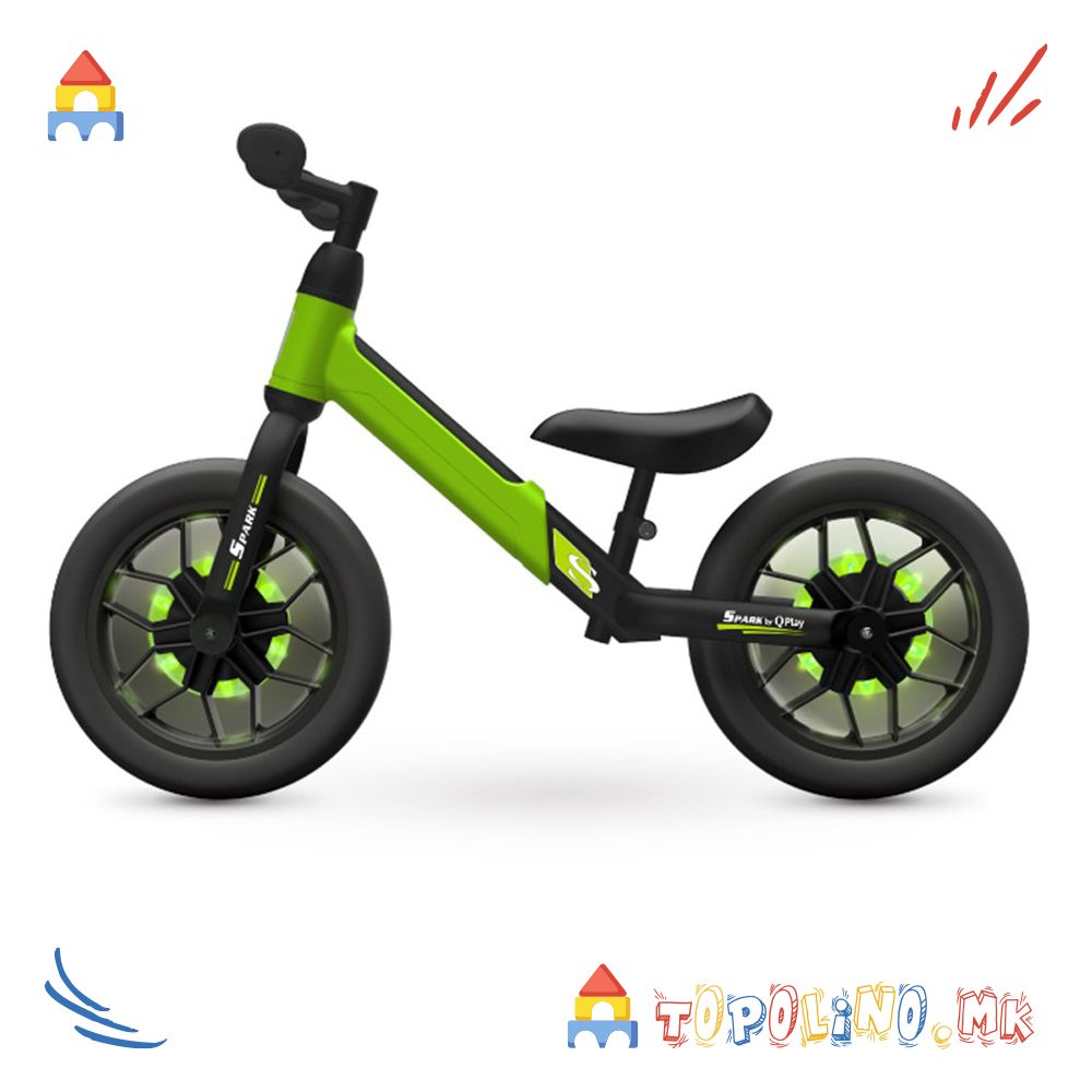 Balance Bike Spark Со “PU” Гумени Тркала Green - QPlay Голем Есенски Попуст