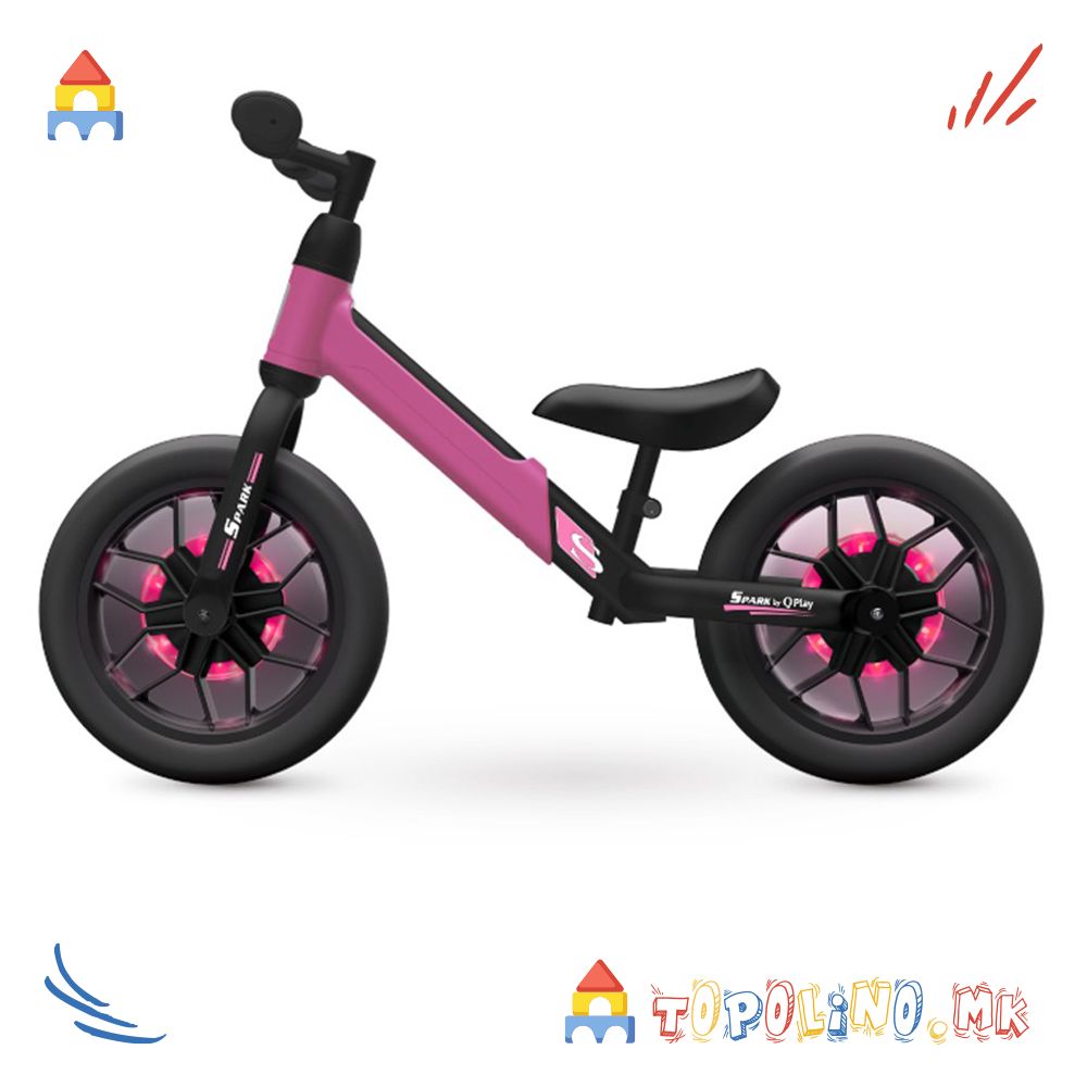 Balance Bike Spark Со “PU” Гумени Тркала Pink - QPlay Голем Есенски Попуст