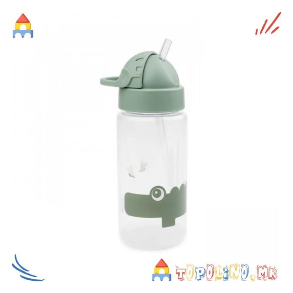 Шише со Цевка 350ml Пластично Croco Зелено - Done By Deer