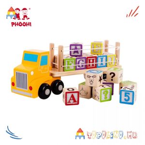 Дрвена Играчка Коцки Камион Со Alphabet - Phoohi
