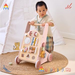 Дрвена Играчка Проодувалка Activity Baby Walker Розе - PolarB