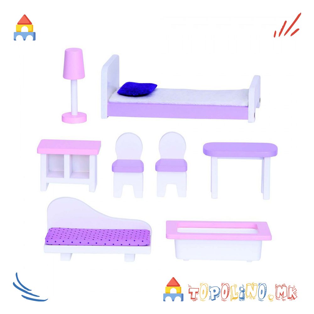 Дрвена куќичка за кукли Ана - Moni Toys