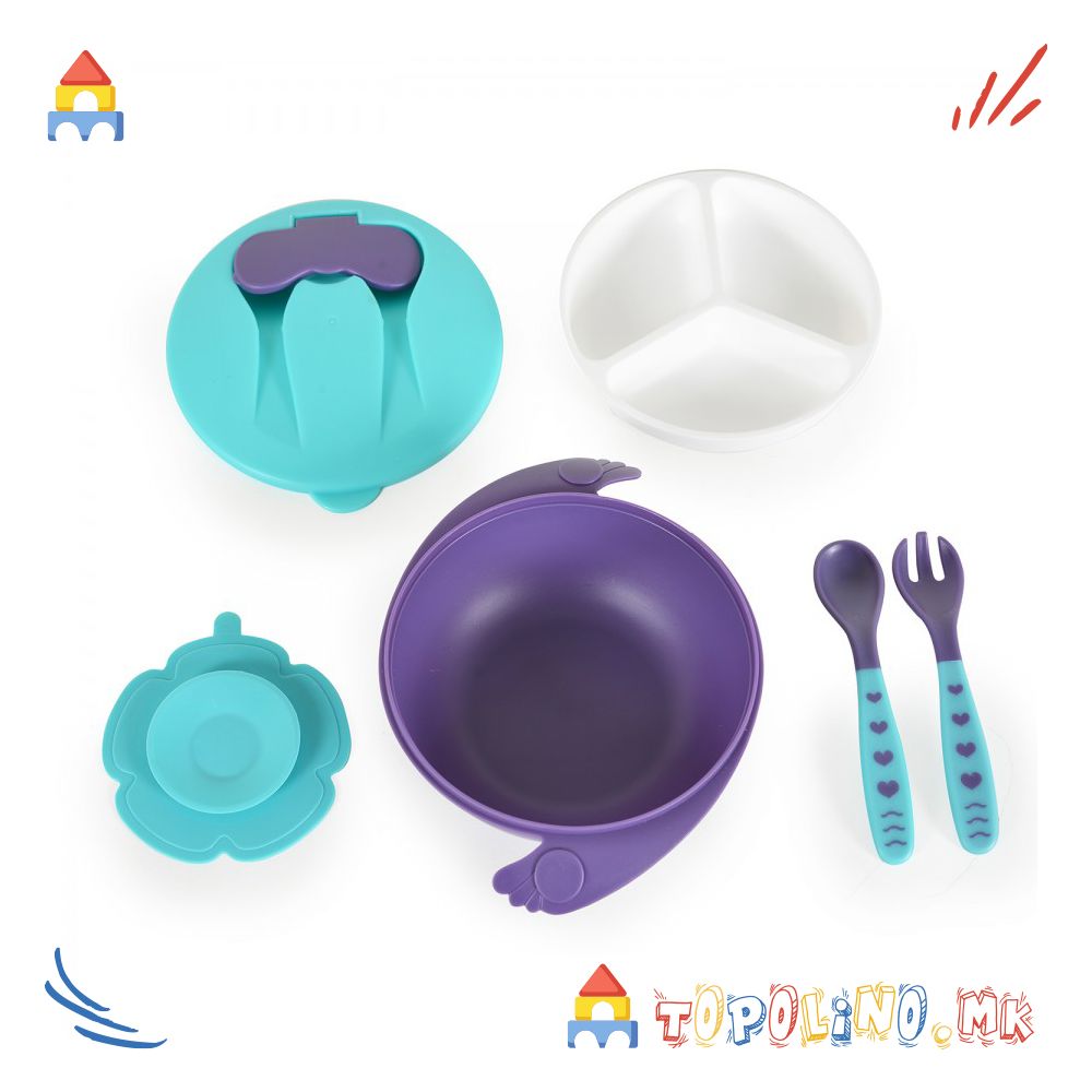 Чинија со Лажица и Вилушка Jelly Blue 6М+ - Cangaroo