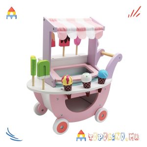 Дрвена Количка за Сладолед - Moni Toys