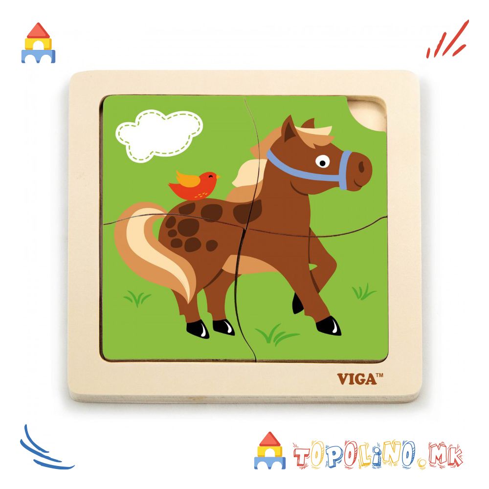 Дрвена Играчка Сложувалка Коњче - Viga