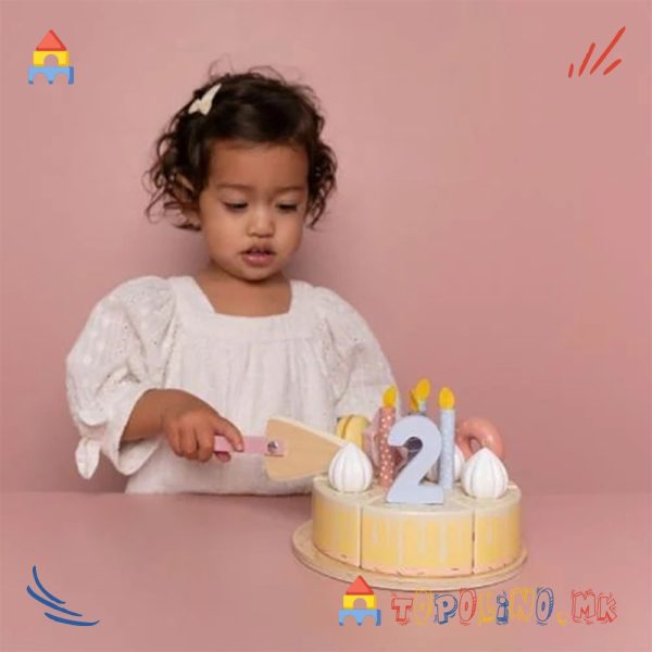 Дрвена Играчка Роденденска Торта Розе - Little Dutch