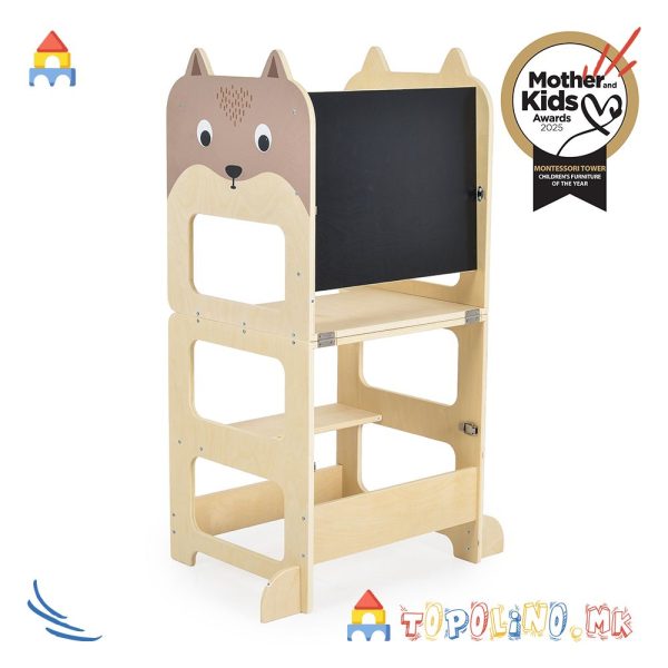 Дрвена Мултифункционална Едукативна Кула Монтесори - Moni Toys