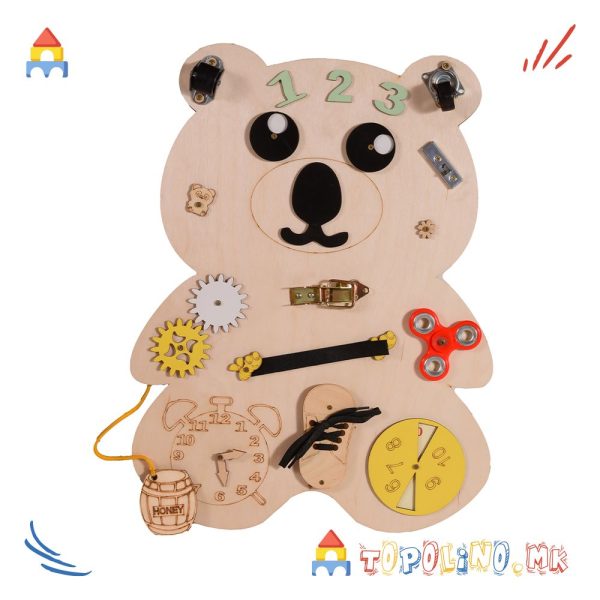Дрвена Играчка Мечка Montessori - Moni Toys - Голем Попуст