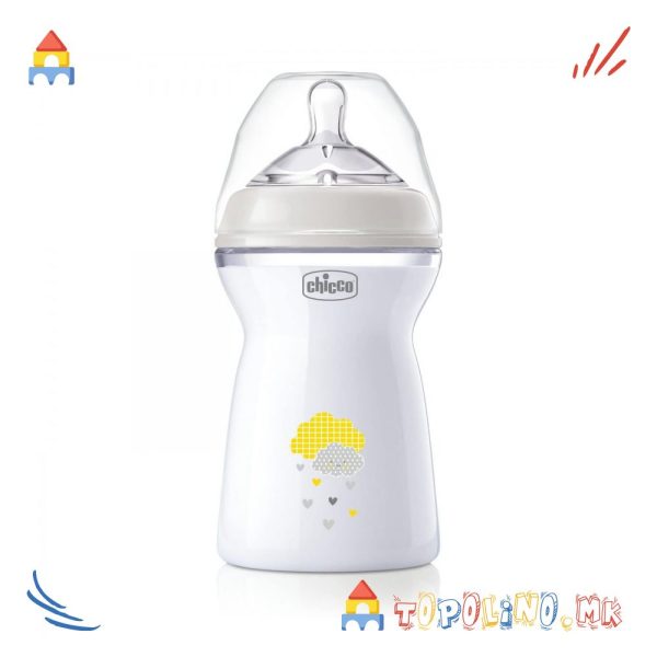 Шише Пластично Nat Feeling 330мл 6М+ Силикон - Chicco