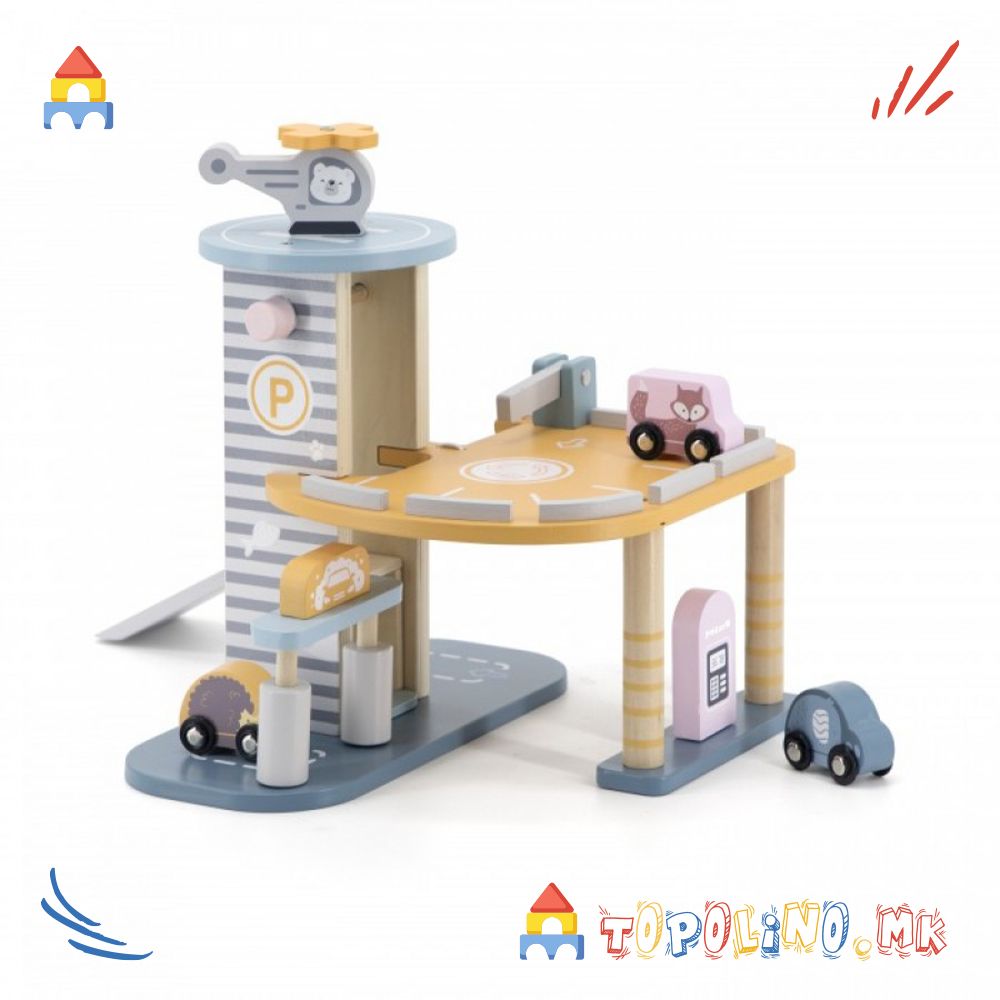 Дрвена Играчка паркинг Гаража - PolarB