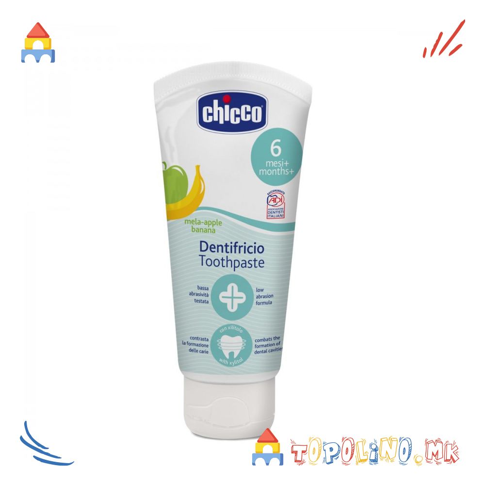 Паста За Заби Јаболко Банана Без Флуор 50мл 6м+ - Chicco