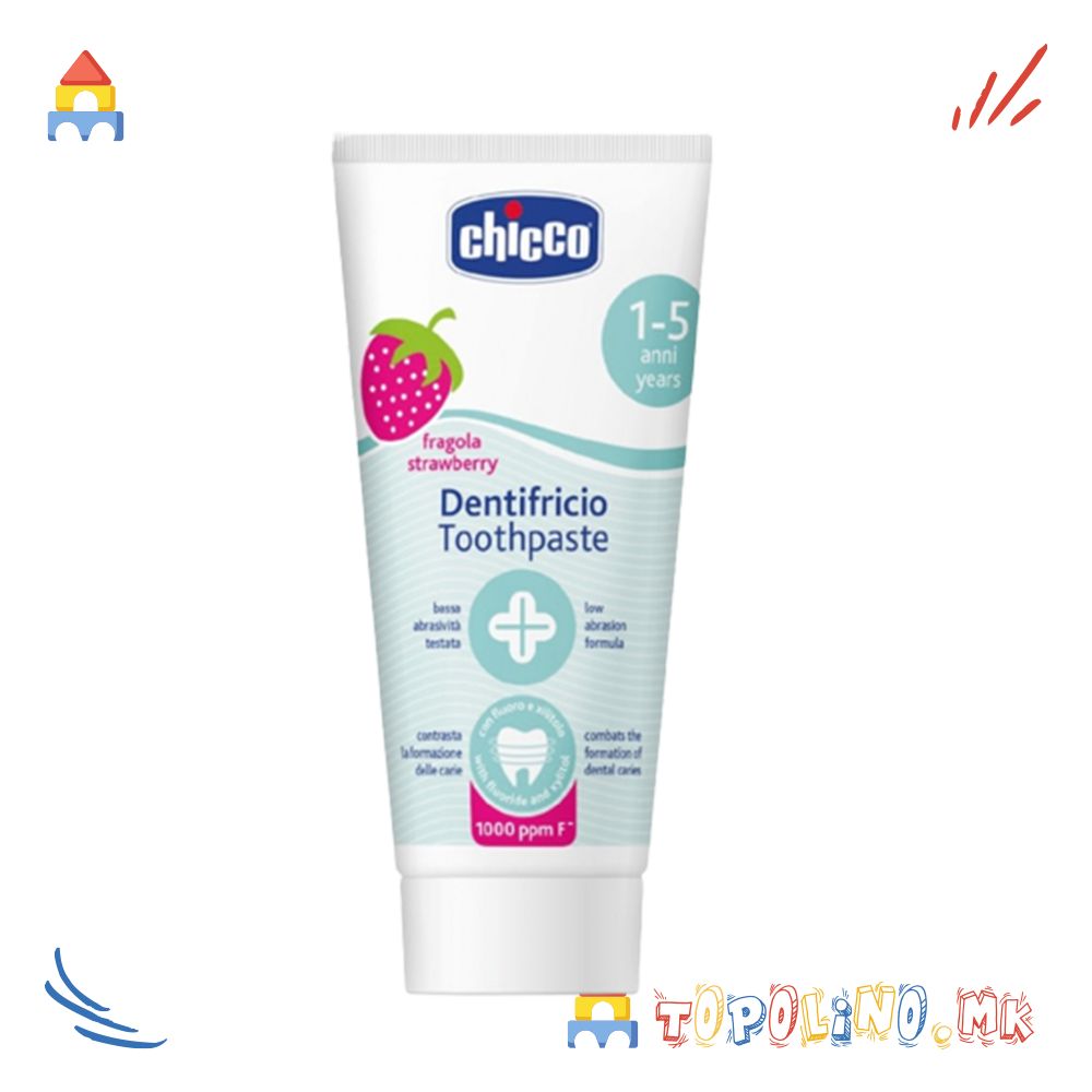 Паста За Заби Јагода Со Флуор 1000 ppm F- 50мл 1-5г - Chicco