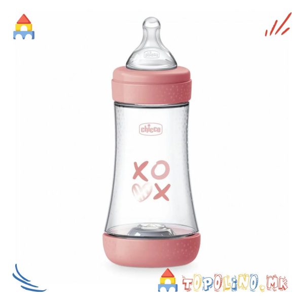 Шише Пластично Perfect5 240мл Розе 2М+ Силикон - Chicco
