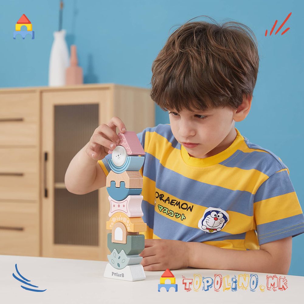 Дрвена Играчка Кула со Форми - PolarB