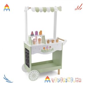 Дрвена Играчка Голема Количка за Сладолед - PolarB