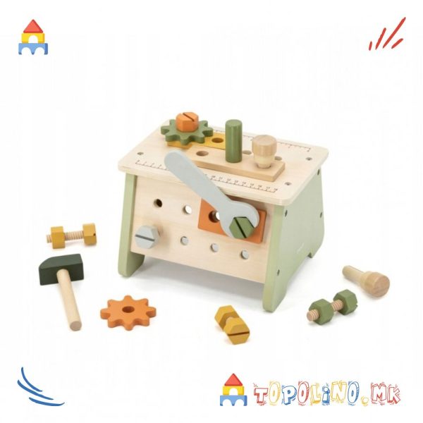 Дрвена Играчка Масичка за Мали Мајстори 2 во 1 - PolarB