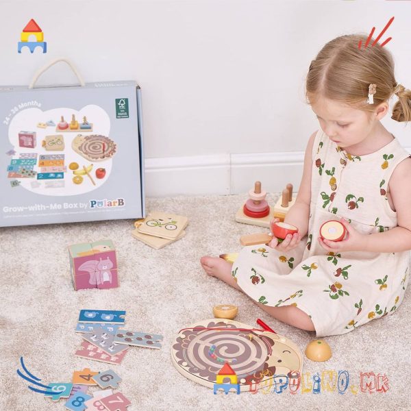 Дрвена Играчка Сет Расти со Мене - Мали Мислители - PolarB