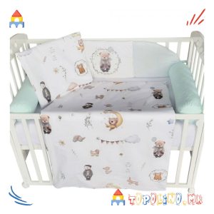 Постелнина Ретро Мечиња Минт - Baby Textil