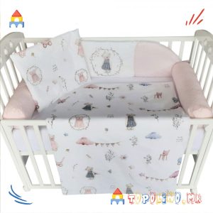 Постелнина Ретро Мечиња Розе - Baby Textil