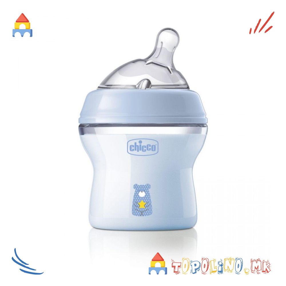Шише Пластично Natural Feeling 150мл Сино 0М+ Силикон - Chicco