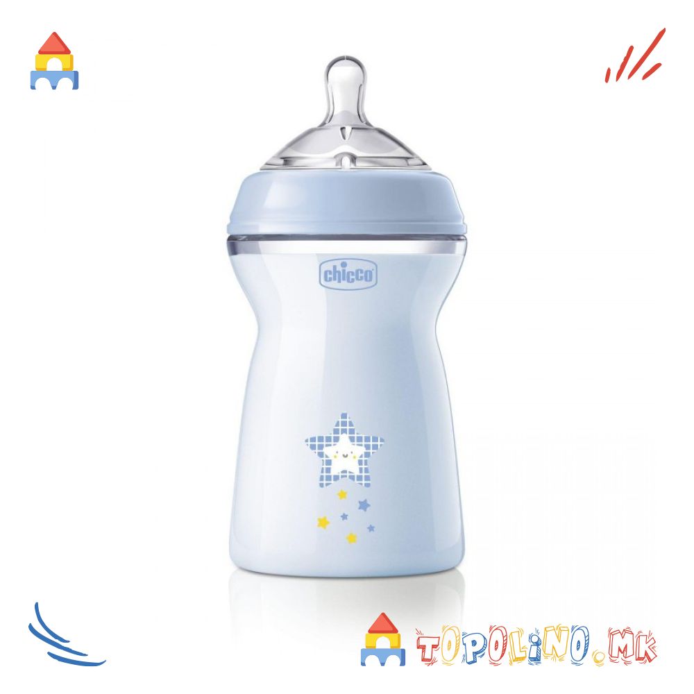Шише Пластично Natural Feeling 330мл Сино 6М+ Силикон - Chicco