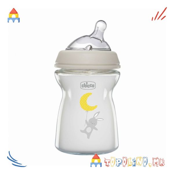 Шише Стаклено Natural Feeling 250мл - Chicco