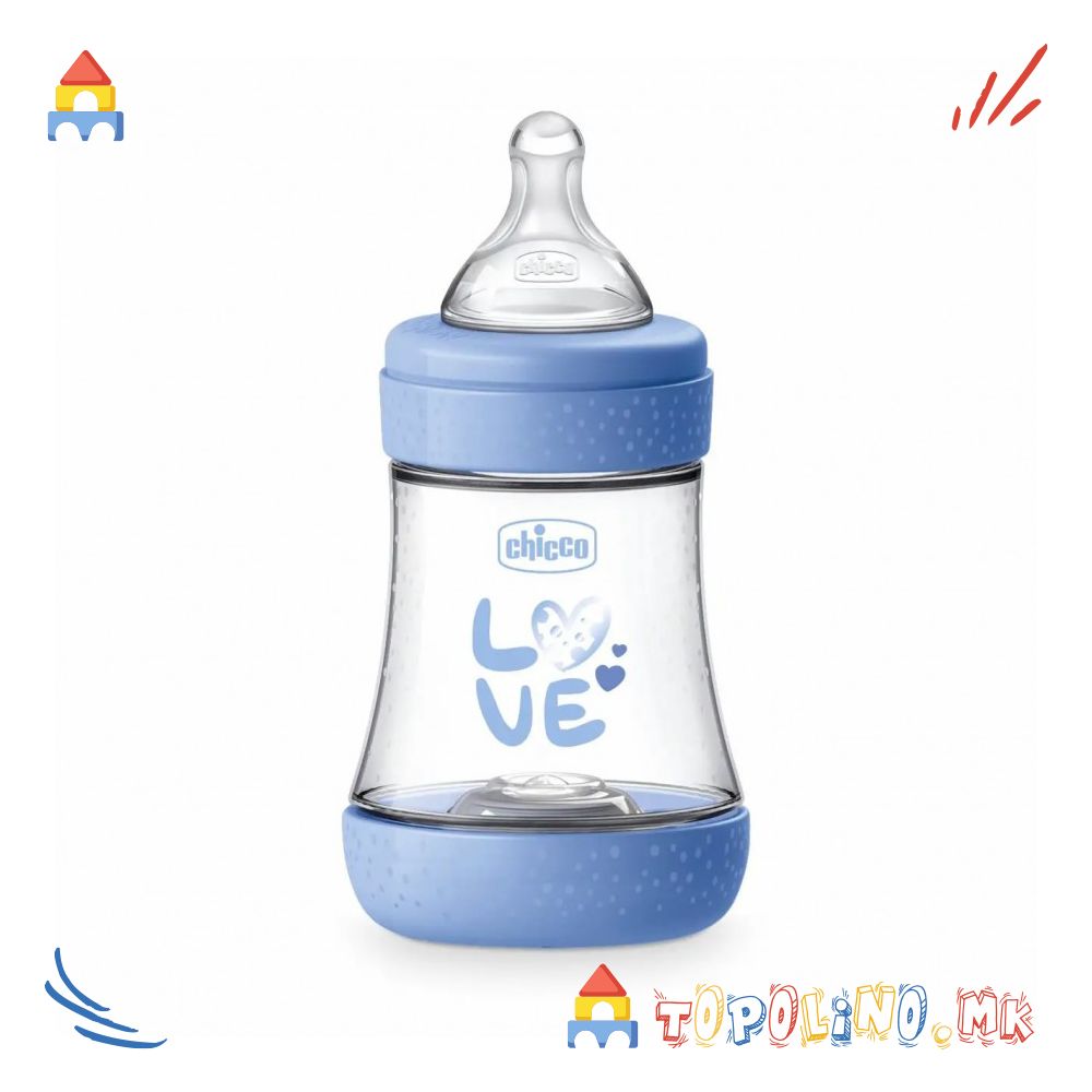 Шише Пластично Perfect5 150мл Сино 0М+ Силикон - Chicco