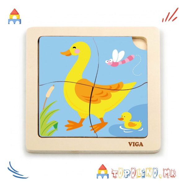 Дрвена Играчка Сложувалка Патка - Viga