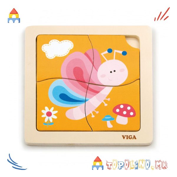 Дрвена Играчка Сложувалка Пеперутка - Viga