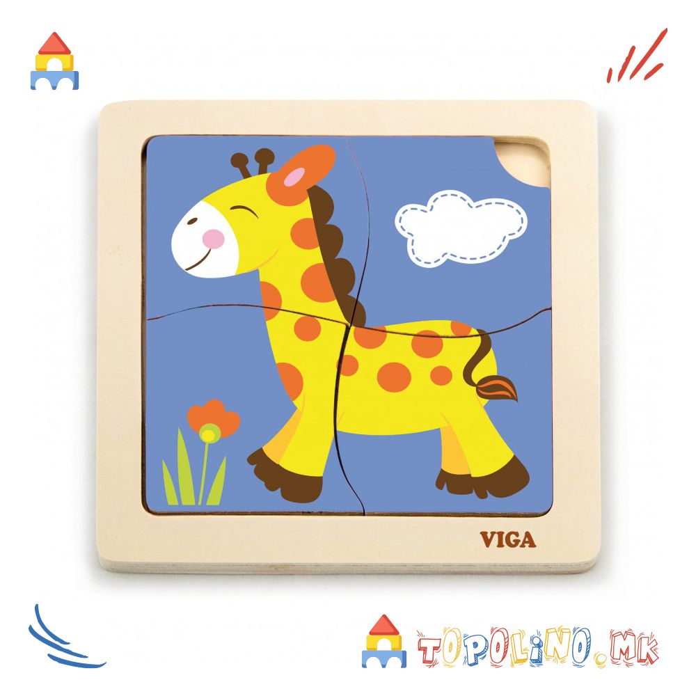 Дрвена Играчка Сложувалка Жирафа - Viga
