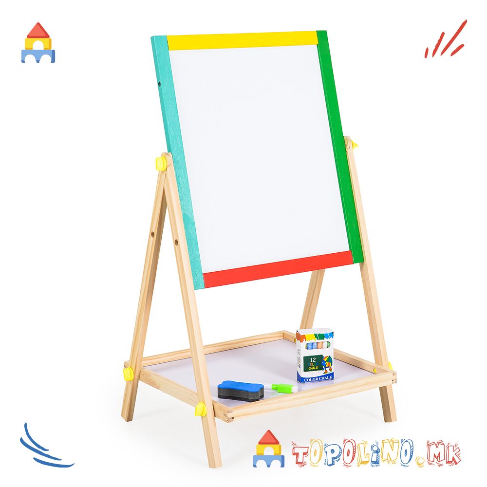 Дрвена Табла за Пишување 2 во 1 - Moni Toys - Голем Попуст