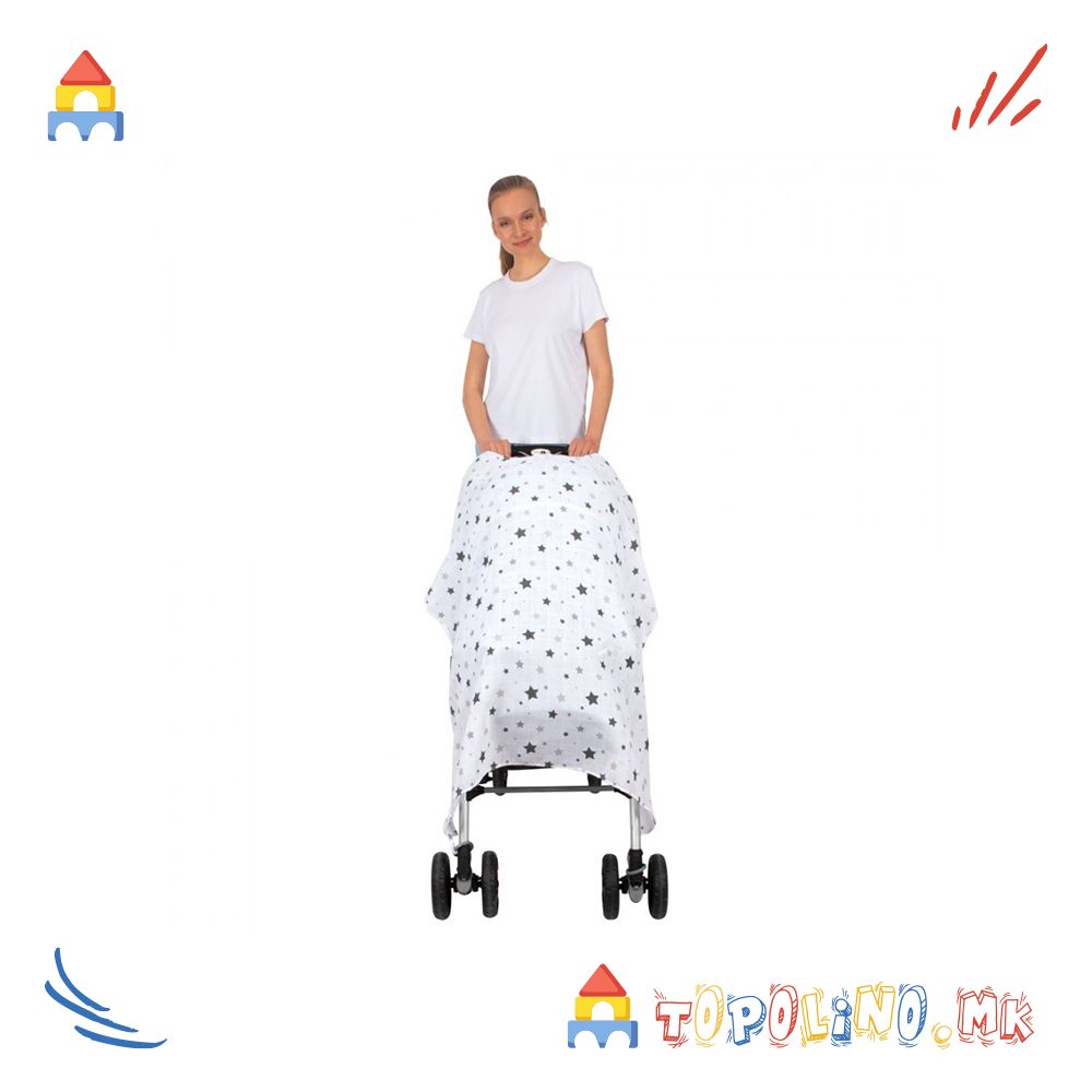 Прекривка За Количка Muslin Grey Star - Sevi Bebe