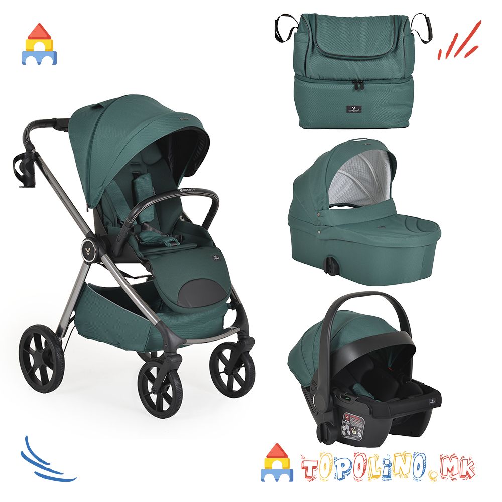 Количка Unique 3 во 1 Pine Green - Cangaroo