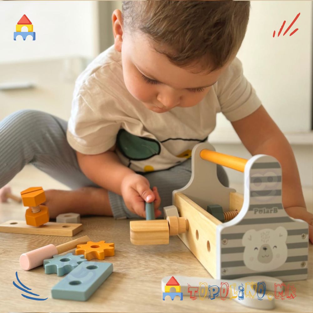 Дрвена Играчка Кутија за Алат - PolarB