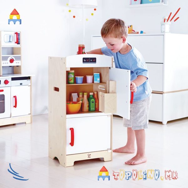 Дрвена Играчка Фриждер Замрзнувач Бел - Hape - Голем Попуст