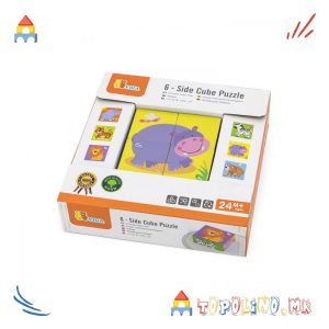 Дрвена Играчка Сложувалка Коцки 6 стр. Wild Animals - Viga