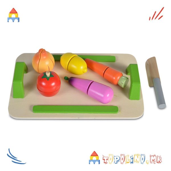 Дрвена Играчка за Сечење Зеленчук - Moni Toys